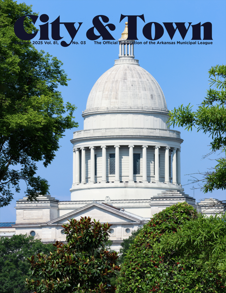 City and Town magazine cover with the Arkansas State Capitol building.